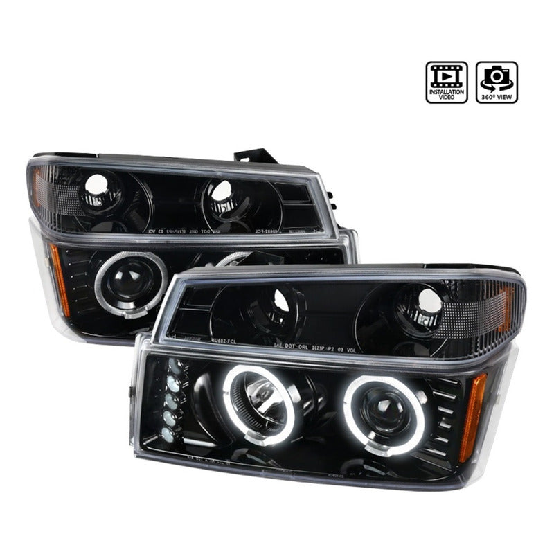 Dual Halo LED Headlights for GMC Colorado 2004 2005 2006 2007 to 2012