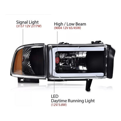 Faros Led Ram 1500 2500 3500 C/daño 1994 1995 1996 A 2002