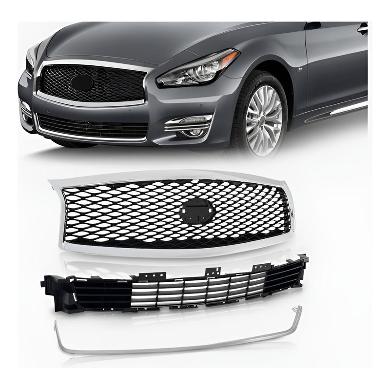 Parrillas Superior E Inferior Infiniti Q70 2015 2016 A 2019 Negro Con Cromo Brillante