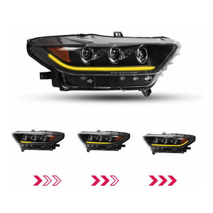 Faros Mustang Led 2015 2016 2017 Proyector Negro Par