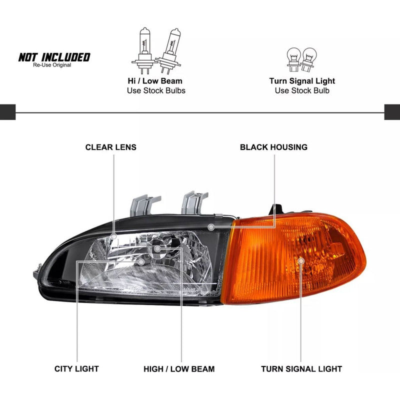 Faros Honda Civic Coupe/hatchback 92 93 94 95