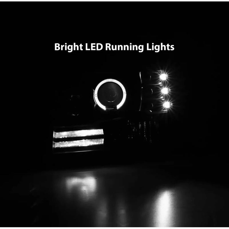 Faros Bronco 1992-1996 F150 F250 F350 Led Halo Negro F-150
