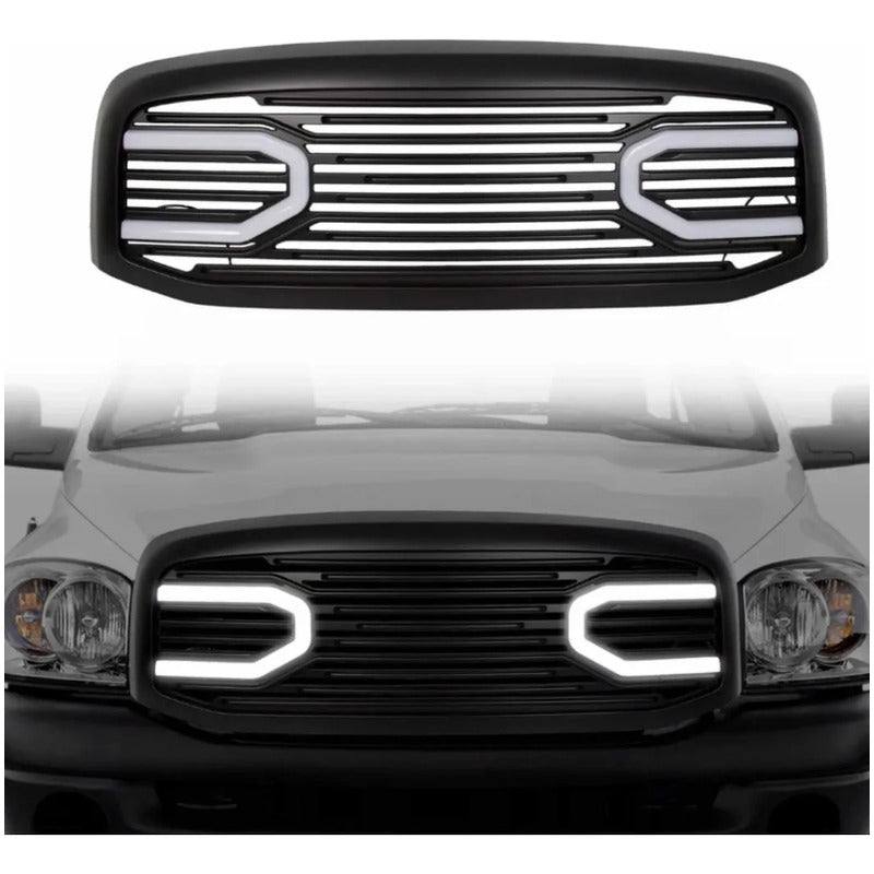 Parrilla Led Dodge Ram 2500 2006 2007 2008 Detalle Negro Mate