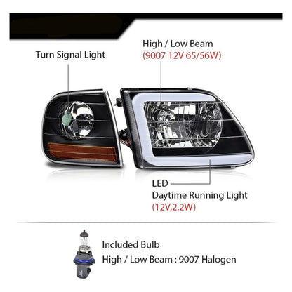 Par De Faros Ford F-150 Led 1997 1998 1999 2000 2001 A 2004 Ambos Lados