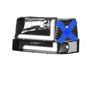 Ford F-150 F-350 Left LED Headlight Without Side Marker 1992 to 1996