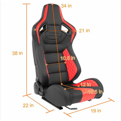 Asientos De Carreras Reclinables Vocho Rzr Tubular Rojos
