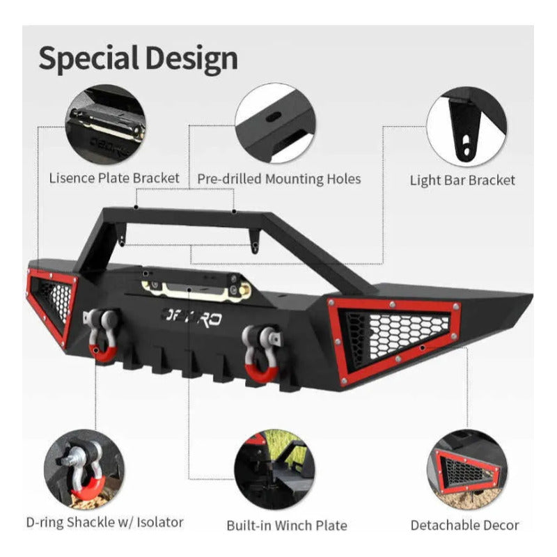 Defensas Trasera Delantera Jeep Wrangler Tj Yj 1987-2006 Negro-rojo