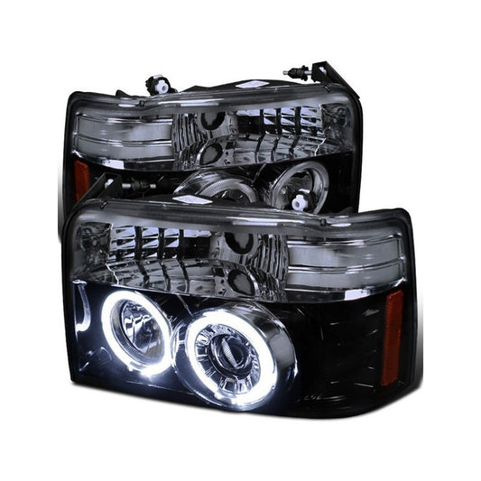 Double Halo Led Headlights Ford F-150 F-250 F-350 Bronco 1992 to 1996