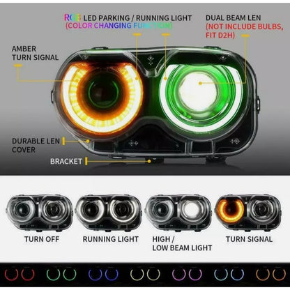 Double Beam Led Headlights Dodge Challenger 2015 to 2019