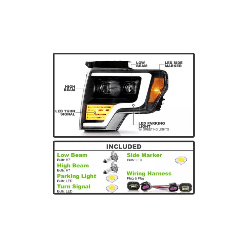 Faro Led F-150 Lobo Izquierdo Con Daño 2009 A 2014 Izquierdo/conductor