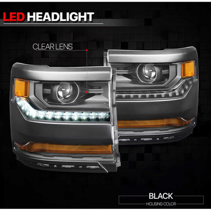 Faros Led Silverado 1500 2015 2016 2017 2018 Negro