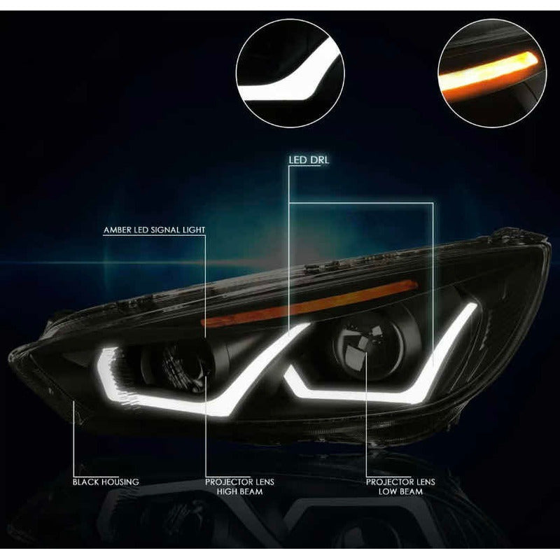 Faros Led Para Ford Focus Ahumado/ambar 2015 2016 2017 2018