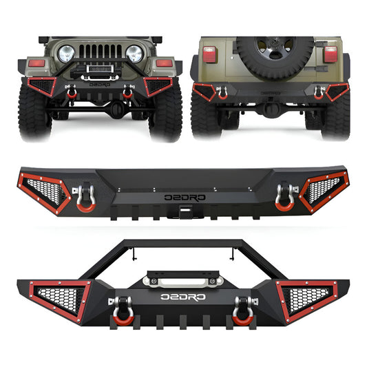 Defensas Trasera Delantera Jeep Wrangler Tj Yj 1987-2006 Negro-rojo