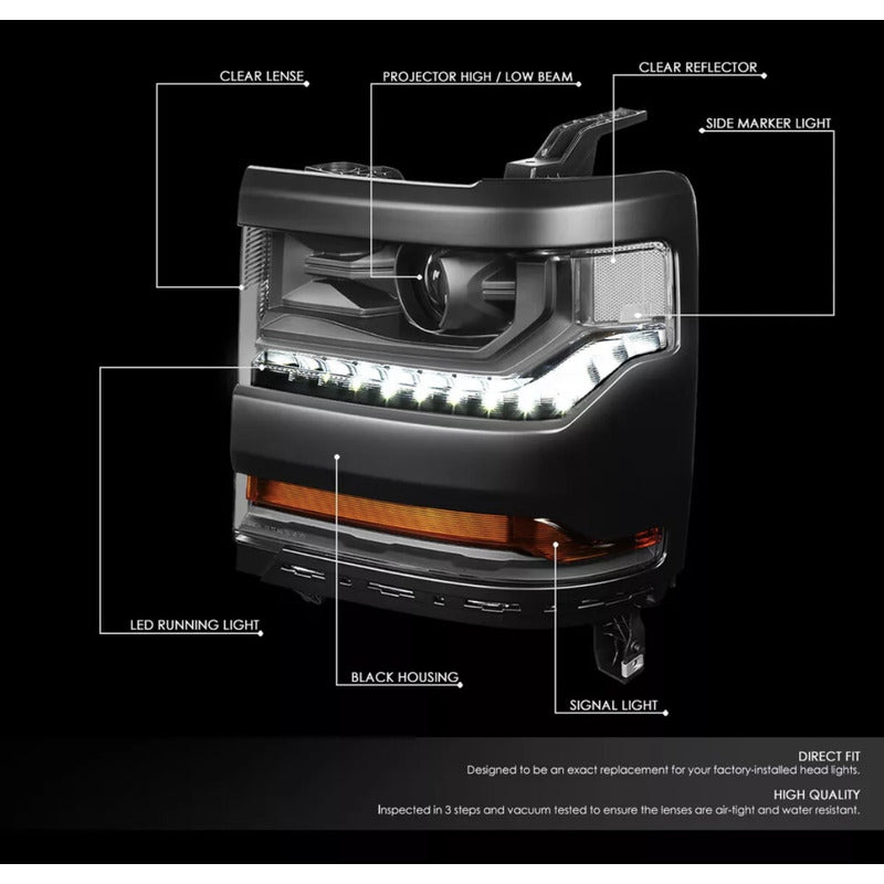 Faros Delanteros Silverado 1500 2015 2016 2017 Ambos Lados