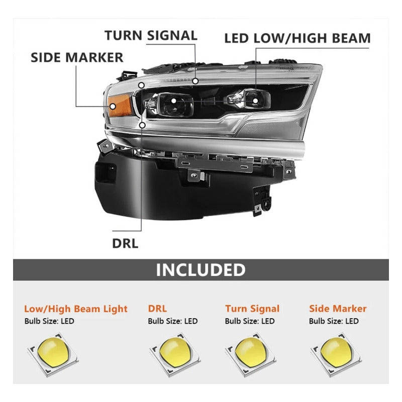 Faro Delantero Led Ram 1500 Lado Derecho 2019 A 2025 Derecho/pasajero