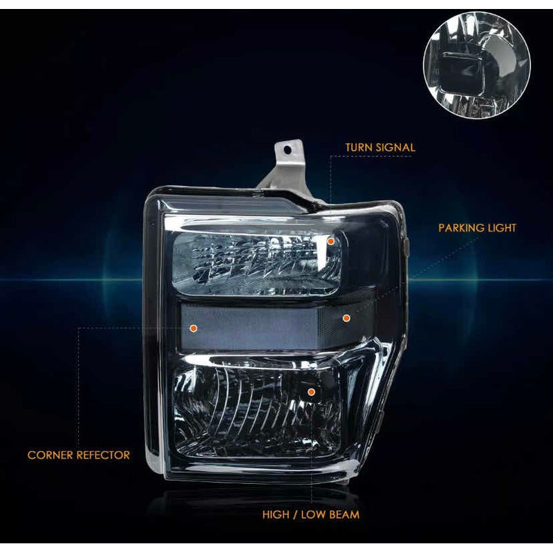 Smoked Headlights Ford F-250 F-350 Super Duty 2008 to 2010