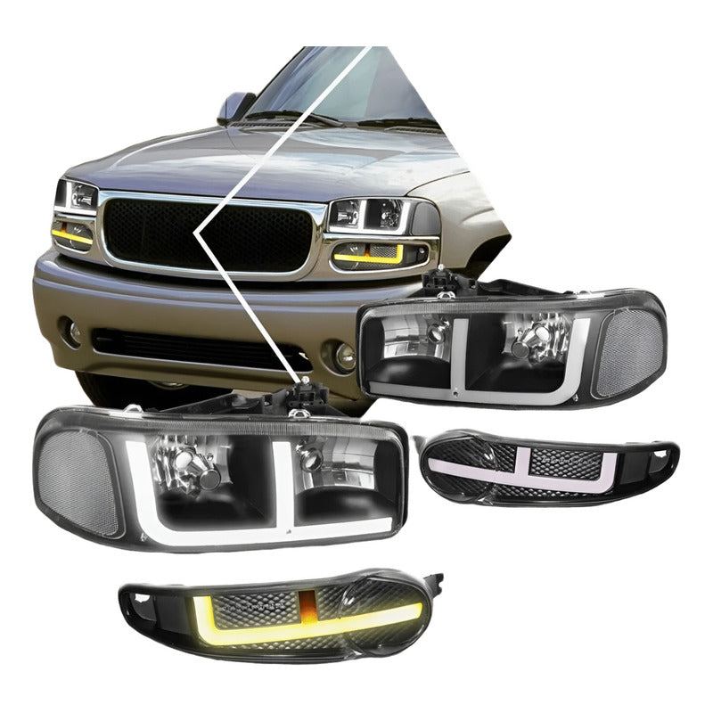 Led Drl Headlights GMC Sierra Yukon 1500 2002 to 2006