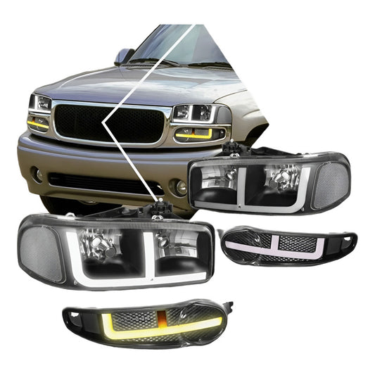 Led Drl Headlights GMC Sierra Yukon 1500 2002 to 2006