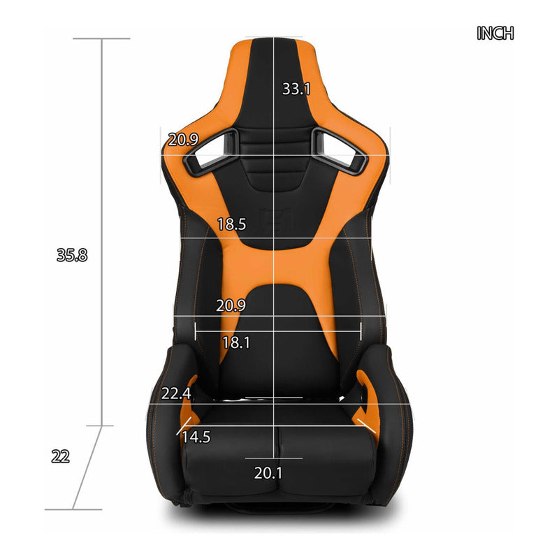 Asientos De Carreras Pvc Naranja Con Deslizador Universal