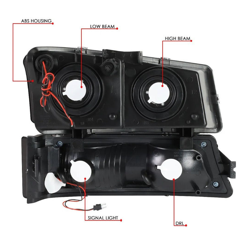 Led Drl Headlights Chevrolet Silverado Avalanche 2003 to 2007