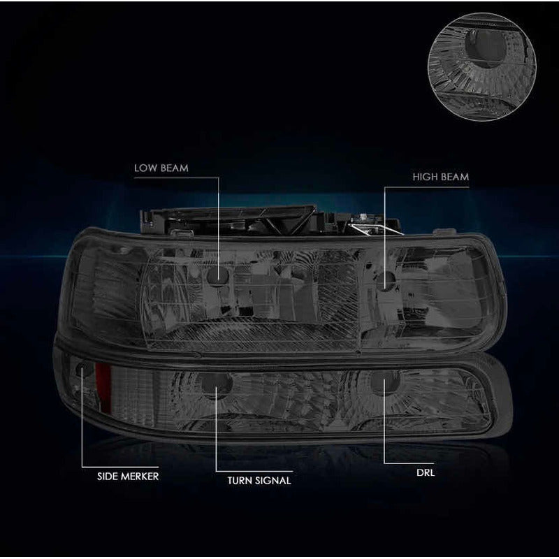 Faros Silverado Cheyenne 99 A 02 Suburban 00 A 06 Par Smoke