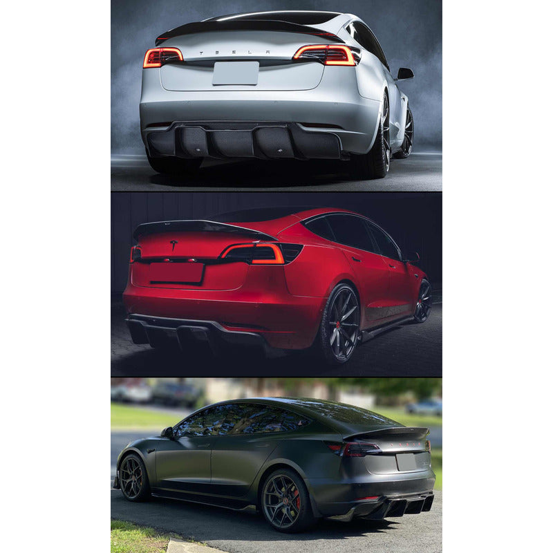 Difusor Y Alerón En Fibra De Carbono Tesla Model 3 2017-2023