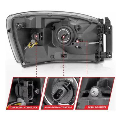 Faros Led Fondo Negro Ram 1500 2500 2006 2007 2008 Ambos Lados