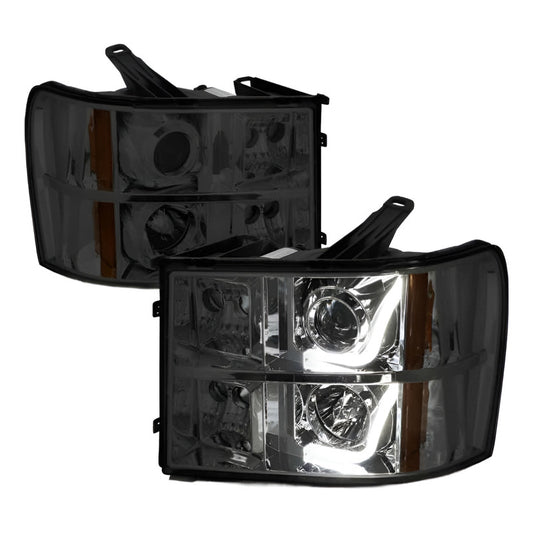 Led Halo Drl Headlights GMC Sierra 2007 to 2014