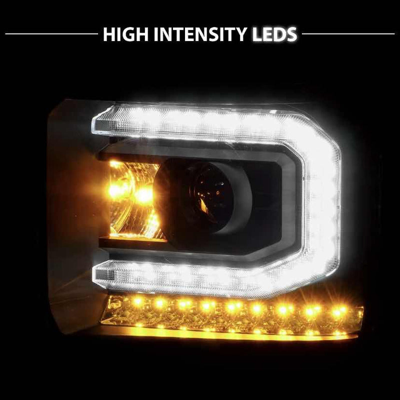 Faro Led Izquierdo Negro Sierra Gmc 1500 2014 2015