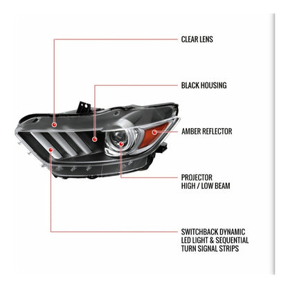 Sequential LED Headlights Ford Mustang 2015 to 2017