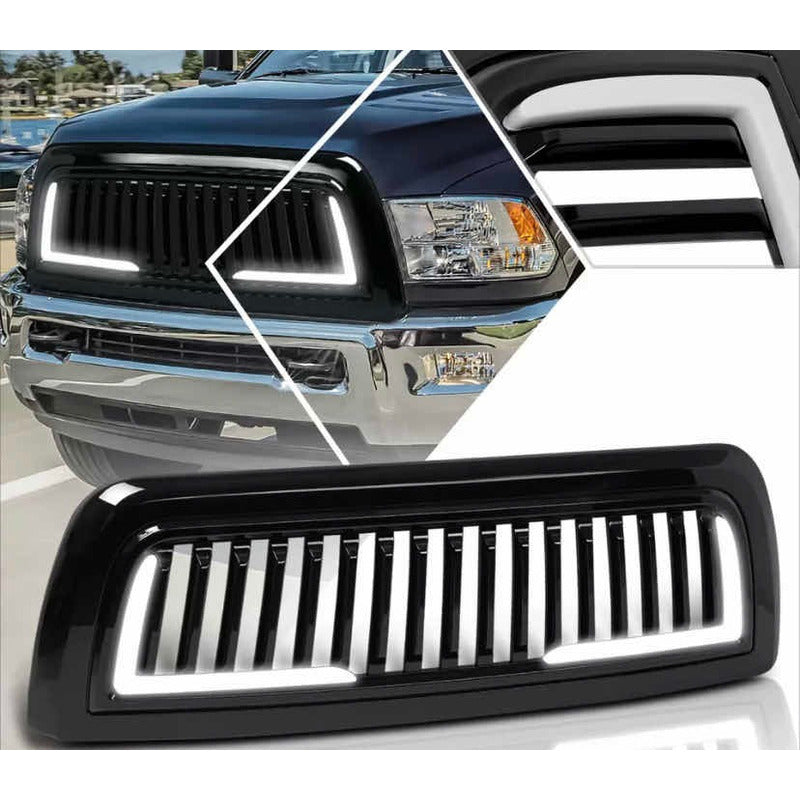 Parrilla Con Led Negro Brilloso Dodge Ram 2010 2011 A 2018