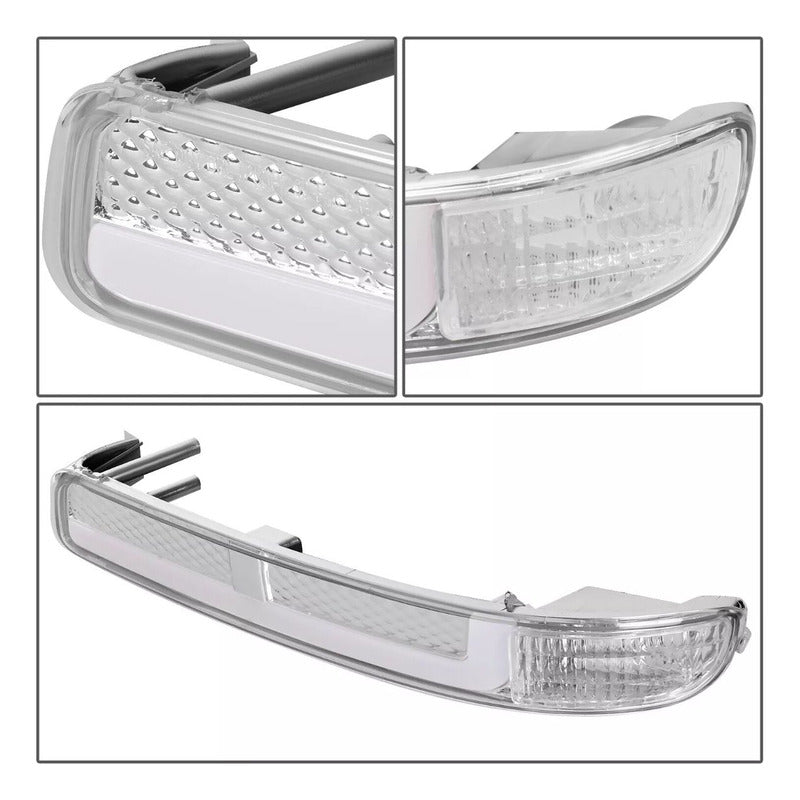 Chrome Headlights Led Drl Gmc Sierra 1999 2000 2001 To 2007 Pair