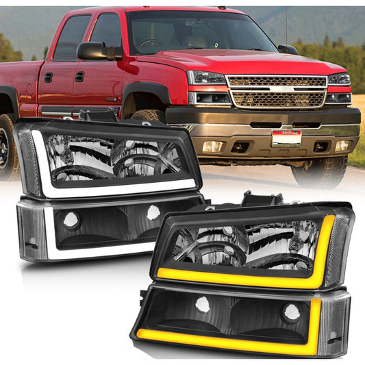 Faros Chev Silverado Led Secuenciales 2003 2004 A 2006 Negro