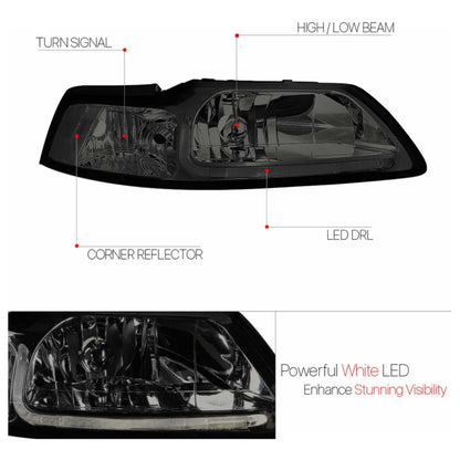 Par De Faros Led Ford Mustang 99 2000 2001 2002 2003 2004