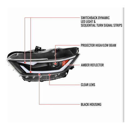 Led headlights Ford Mustang 2015 to 2017 Shelby Hid 2018 to 2020