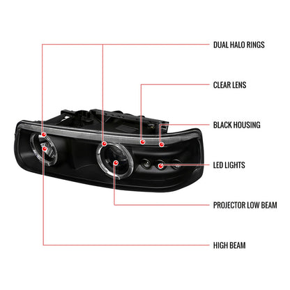 Faros Doble Halo Chevy Silverado Tahoe 1999 2000 2001 A 2006