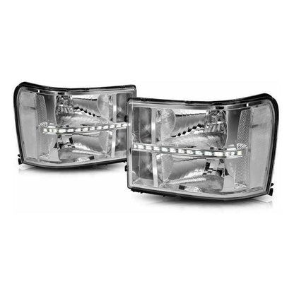 Chrome LED DRL Headlights for GMC Sierra 2007 to 2014