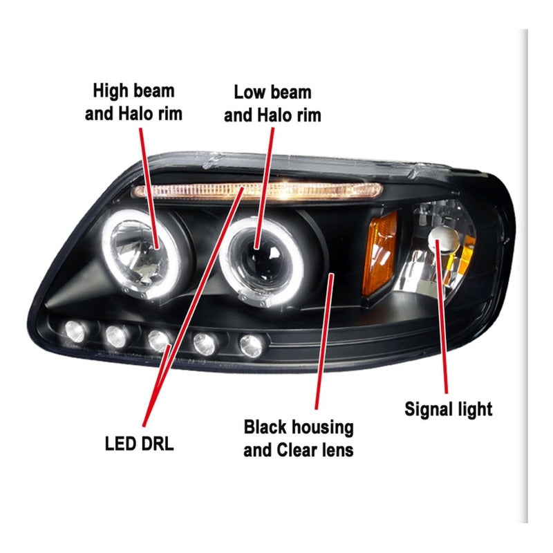 Dual Halo Headlights Ford F-150 1997 to 2003 Expedition 1997 to 2002