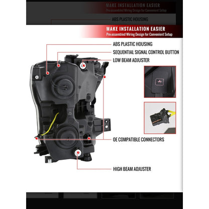Par De Faros Led Secuencial Ford Lobo F-150 2015 2016 2017 Derecho