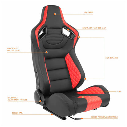 Asientos De Carreras Reclinables Vocho Rzr Tubular Rojos