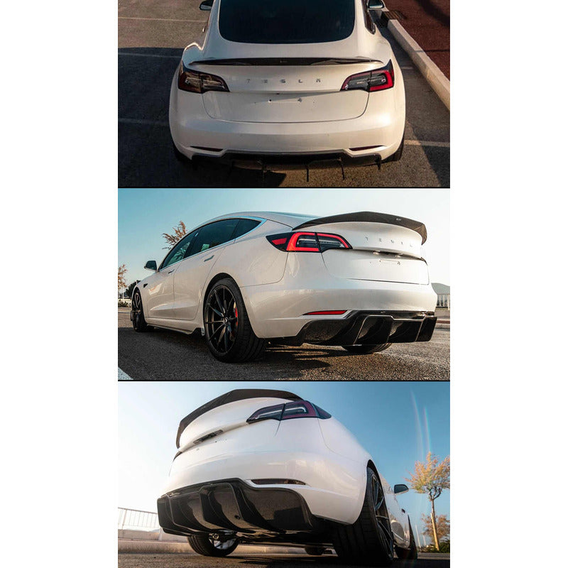 Difusor Y Alerón En Fibra De Carbono Tesla Model 3 2017-2023