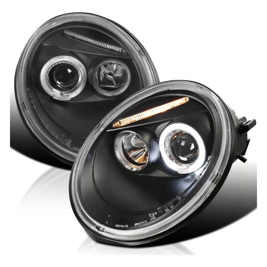 Volkswagen Beetle Headlights Black 1998 1999 to 2005