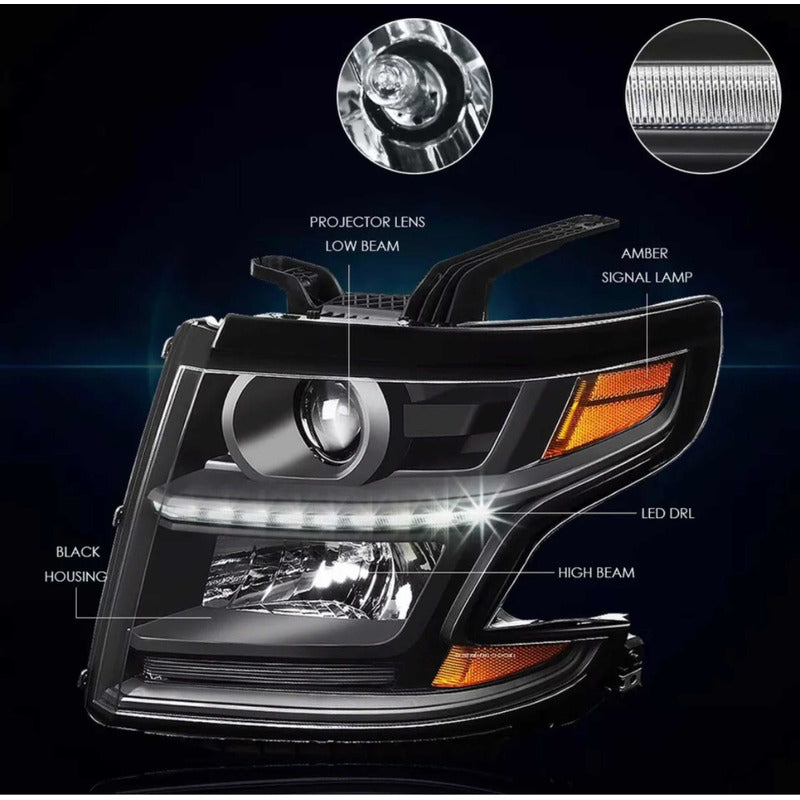 Led Drl Headlights Chevrolet Tahoe Suburban 2015 to 2020