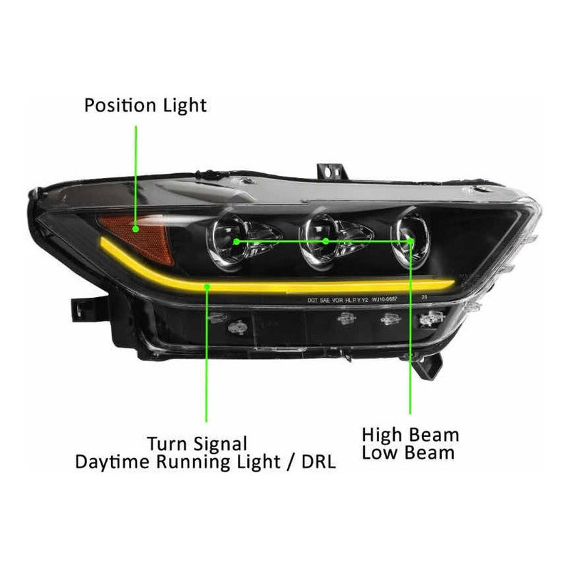 Faros Mustang Led 2015 2016 2017 Proyector Negro Par