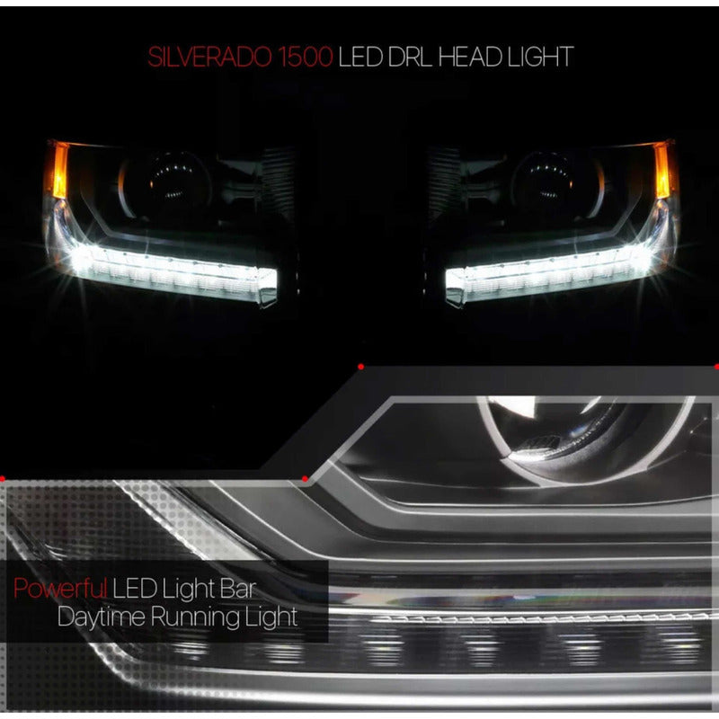 Faros Led Silverado 1500 2015 2016 2017 2018 Negro