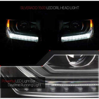 Faros Led Silverado 1500 2015 2016 2017 2018 Negro