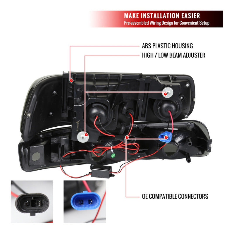 Faros Doble Halo Chevy Silverado Tahoe 1999 2000 2001 A 2006