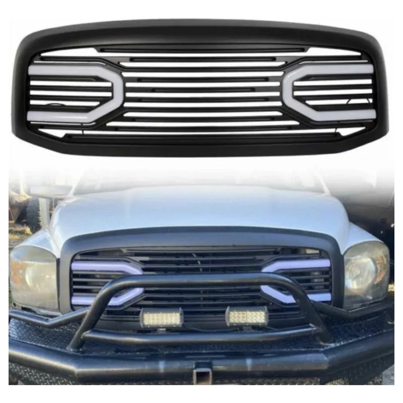Parrilla Led Dodge Ram 2500 2006 2007 2008 Detalle Negro Mate