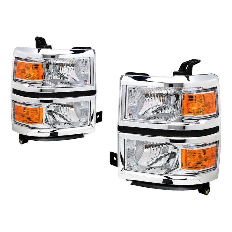 Par Faros Cromados Chev Cheyenne Silverado 1500 2014 2015