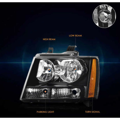Pair of Headlights Chev Tahoe Suburban 2007 2008 2009 2010 to 2014